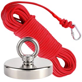 Kit de pesca magnético man de pesca 48mm 88kg de fuerza con cuerda 20 mts y mosqueton