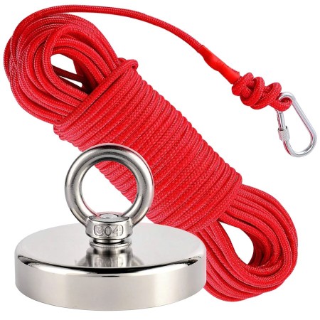 Kit de pesca magnético man de pesca 48mm 88kg de fuerza con cuerda 20 mts y mosqueton
