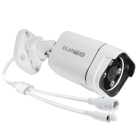 Cámara Bullet 4 Led IR 8 MP con Microfono parlante para exterior Ethernet