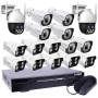 NVR 16 canales + camaras 2x4MP/6x5MP/8x8MP  + Switch de 16 puertos POE