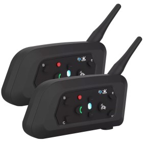 Combo 2 Intercomunicadores Bluetooth para Casco de Moto Ejeas V6 Pro 800 Mts 850maH