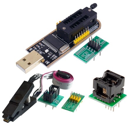 Combo Programador Usb Ch341a + Pinza + Cable Bios Eeprom + adaptador Soic8 200mil