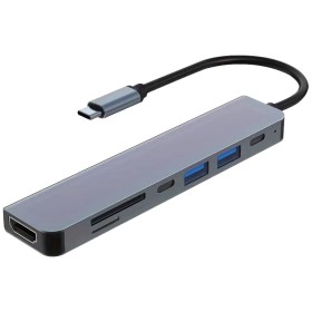 Adaptador USB Tipo C 8 en 1, Hdmi 4K Usb 3.0 USBC RJ45 SD/TF