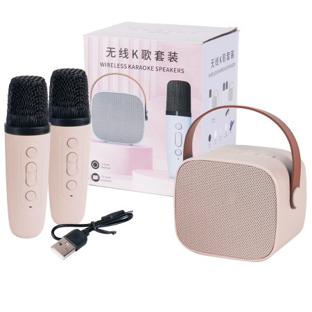 Parlante Bluetooth Portátil Karaoke con 2 Micrófonos