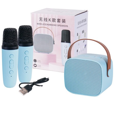 Parlante Bluetooth Portátil Karaoke con 2 Micrófonos