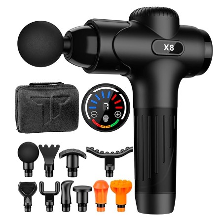 Pistola masajeadora 10 cabezales para rehabilitación con pantalla táctil 5V