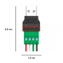 Conector USB 2.0 Tipo A Macho a Terminal de Bornera