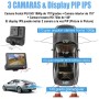 Camara 1080P  para auto de 3 Lentes  frontal interno y retroceso