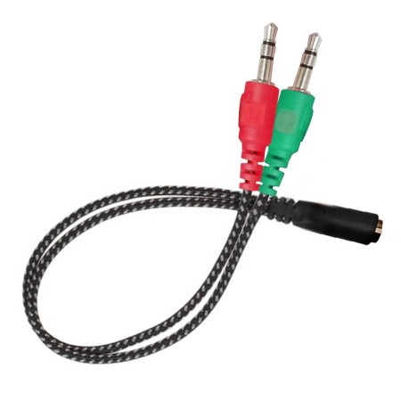 Cable Divisor Audio 3.5 En Dos Salidas Mic Y Auricular
