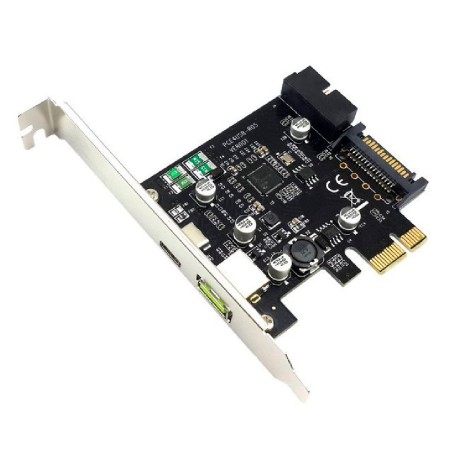 Placa PCIe X1 a USB3.1 Tipo C + USB de carga rapida + Conector USB3.0