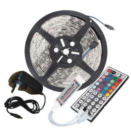 KIT RGB: 5Mts de led RGB Siliconado + Fuente + Controlador