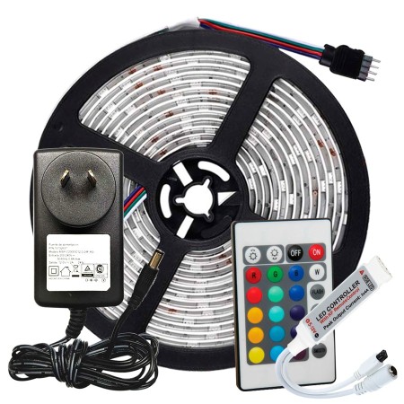 KIT RGB: 5Mts de led RGB Siliconado + Fuente + Controlador