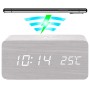 Reloj led de madera con cargador inalambrico