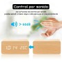 Reloj led de madera con cargador inalambrico