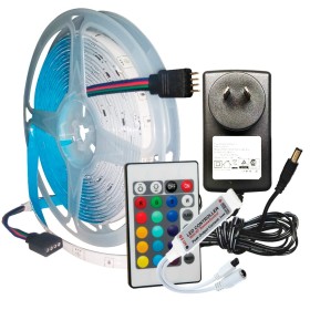 Combo: 5Mts de led RGB 20 LED por Metro Inerior + Fuente + Controlador 24 Botones