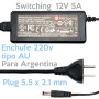 Fuente 12V 5A Merryking plug 5.5 x 2.1 mm Conector AU