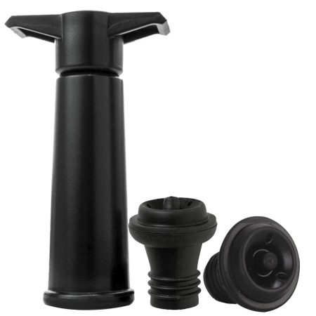 Bomba de vacio y dos tapones para vino