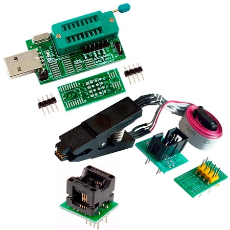 Combo Programador Usb Ch341a + Pinza + Cable + Adapt. Soic8 200mil